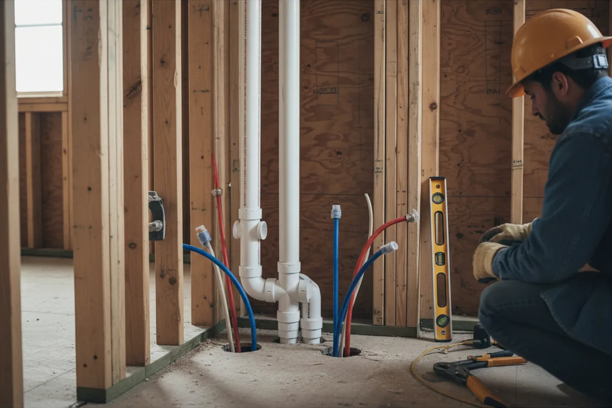 Drain and supply rough-in during Drain Cleaning in Enon Valley