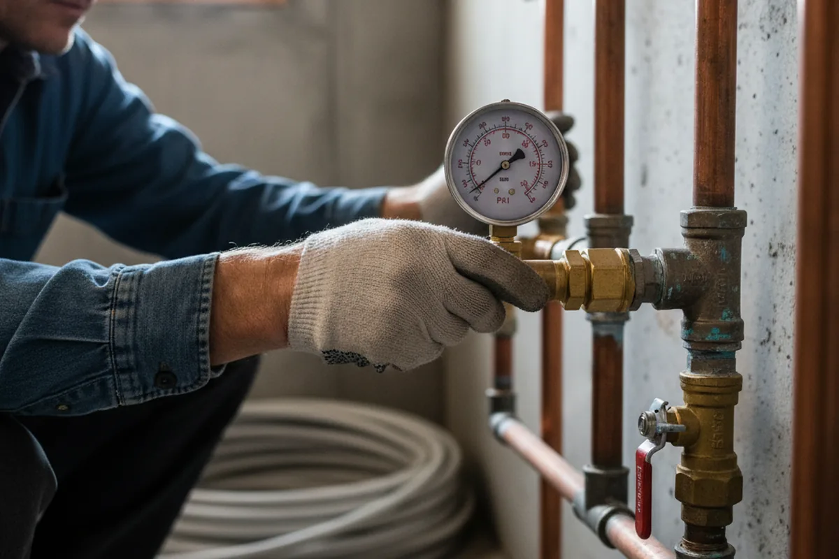 Pressure testing a repaired line during Water Line Repair in Enon Valley